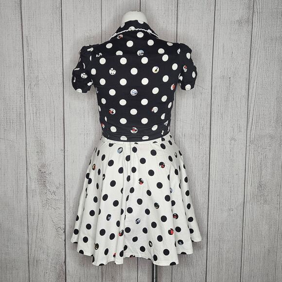 Disney Stitch Shoppe by Loungefly B&W Polka Dot Minnie Mouse Skirt & Top Set,  M - Picture 4 of 7